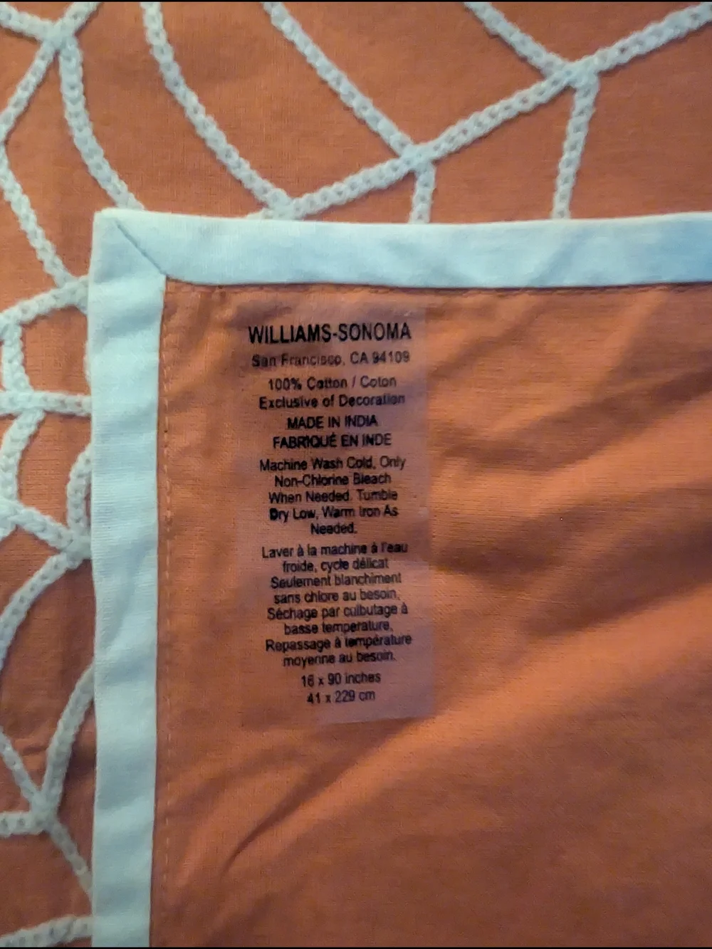 Williams Sonoma Orange Spiderweb Runner